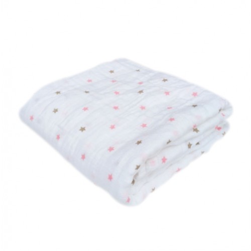 ADEN ANAIS - Baby Swaddle Blanket Baby Muslin Pink Star